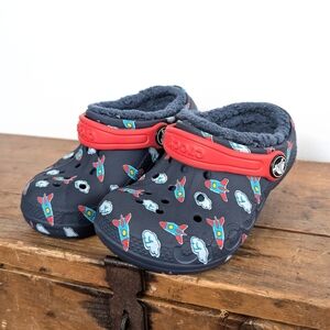 Crocs Kids' Baya Fuzzy Lined Space Themed Toddler Clog ~ Size 9